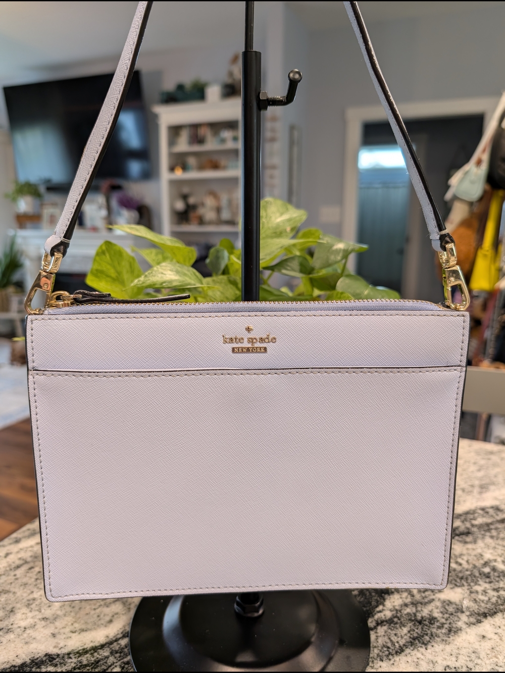 Kate Spade New York Saffiano Crossbody Bag - Light Blue/Purple